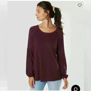Miss Me Size Medium Oversized Knit Top Longsleeve Burgundy Elevated Basic Ribbed